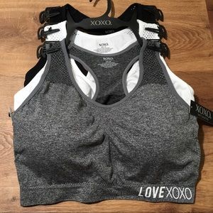 3 XOXO PADDED STRETCH RACERBACK SPORTS BRA
